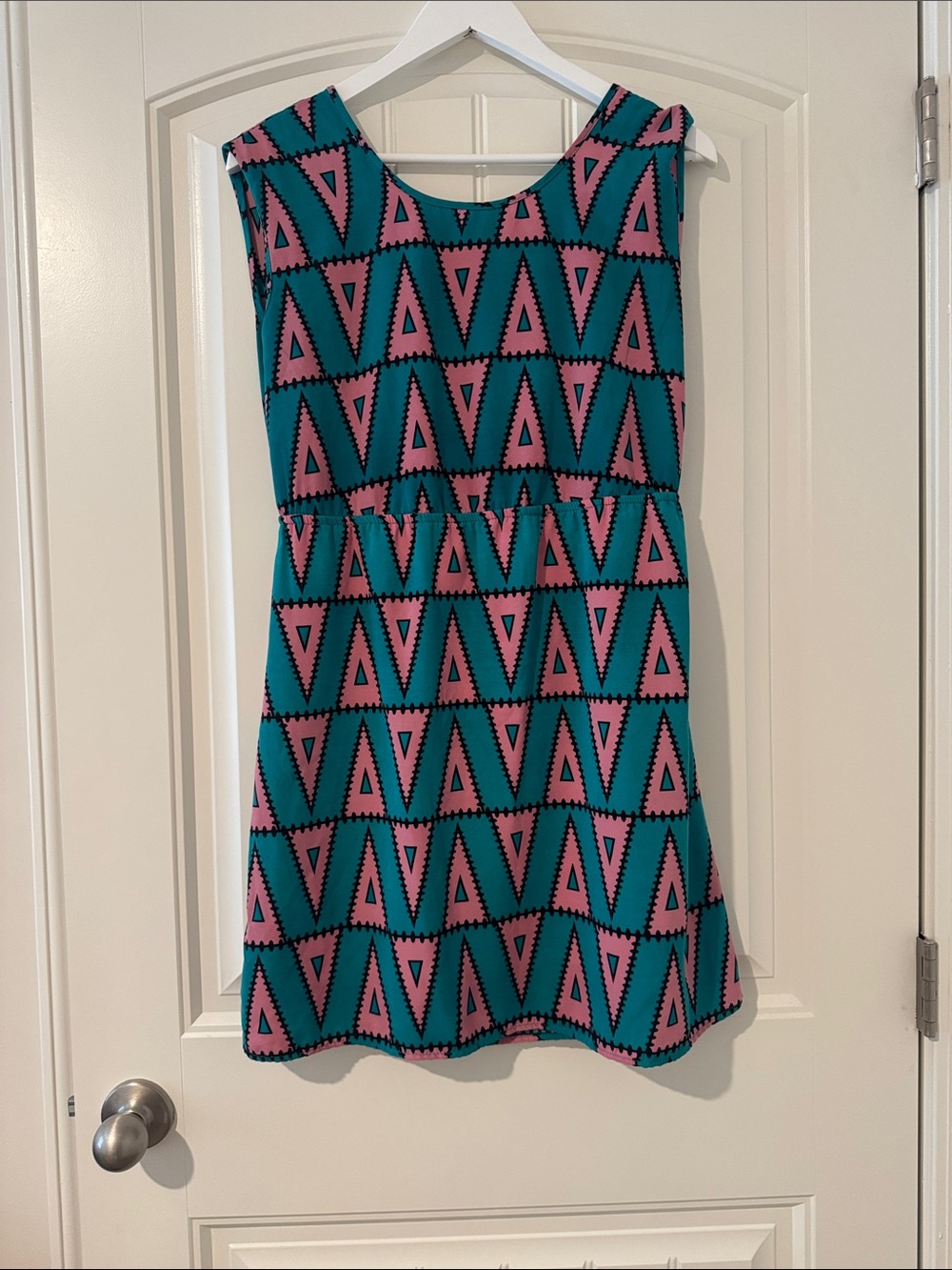 Red Dress Boutique Teal and Pink Geometric Sleeveless Dress